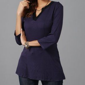 Reborn Navy Eggplant Lace Back Tunic Size 2X